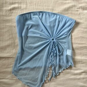 Light Blue Strapless Top